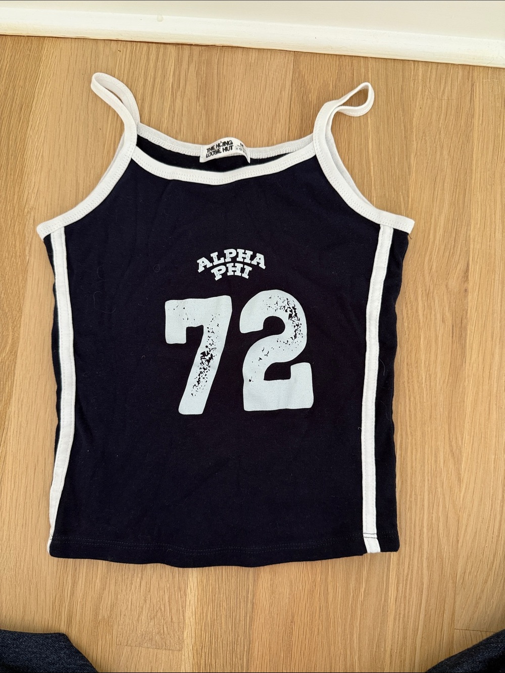 Alpha Phi navy & White Tank Top -  medium